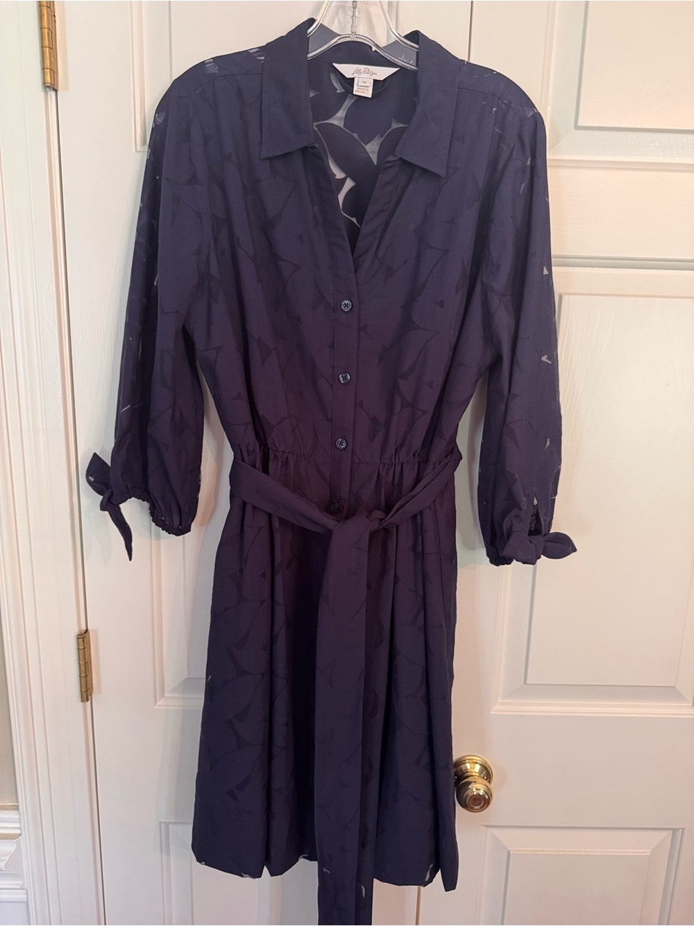 Lilly Pulitzer Amrita 3/4 Sleeve Shirtdress True Navy Flora Size 12